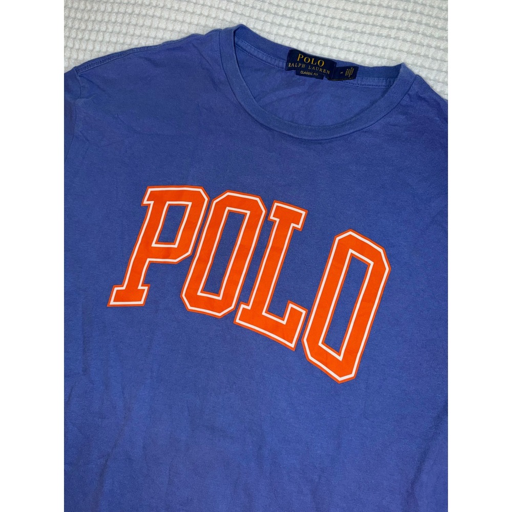 Polo Ralph Lauren T-Shirt Mens M Blue Orange Graphic Classic Fit Tee